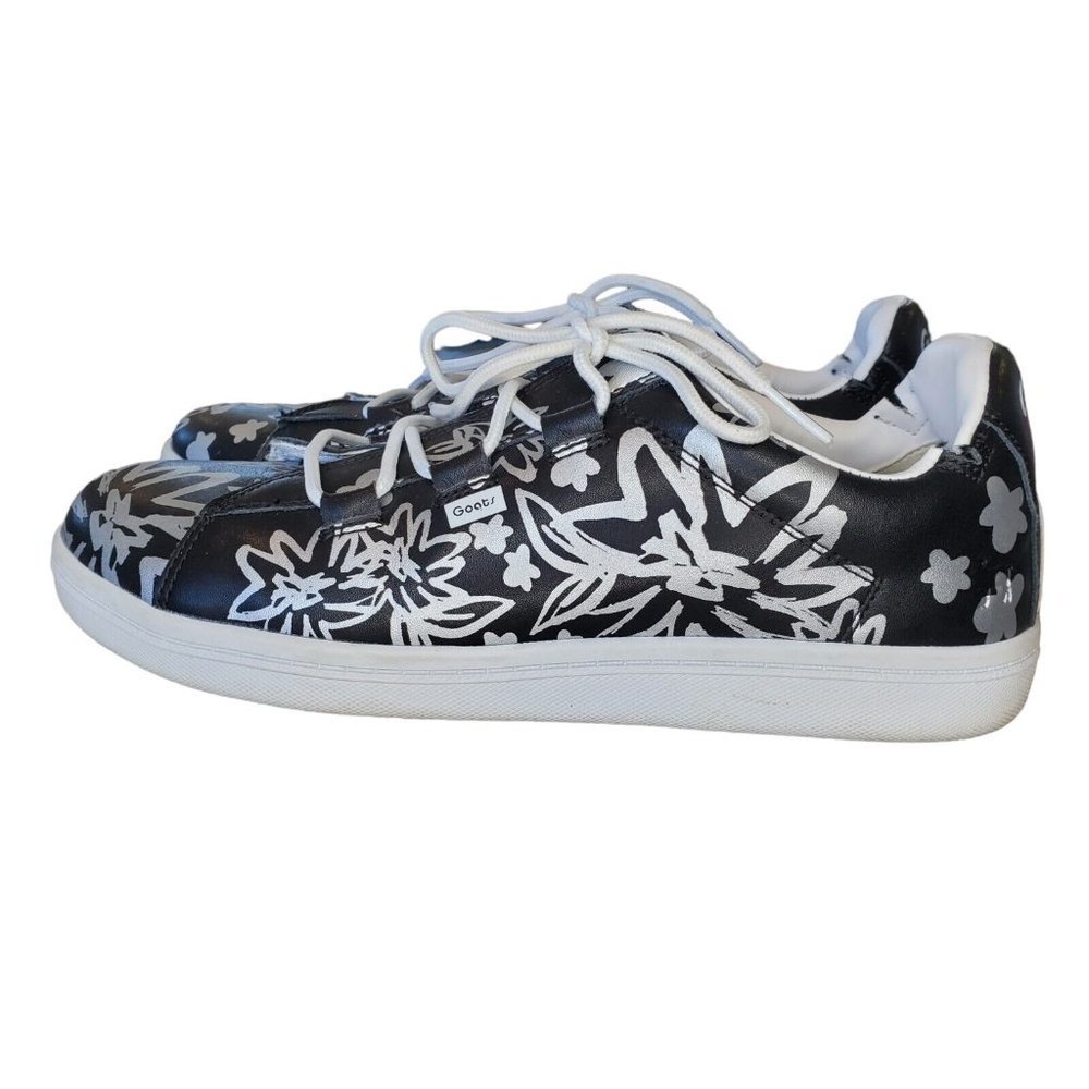 Goats Size 9‎ Sharpie Marker black Silver Leather Laceup Fashion Sneakers Slipon